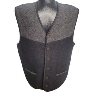 Vintage 90's Raphael Black and Gray 100% Pure Wool Button-Up Vest L